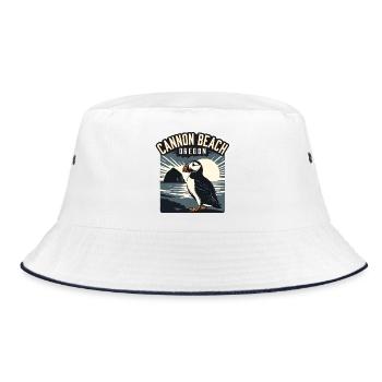 Cannon Beach, Oregon - Bucket Hat - white/navy - Front