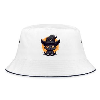 Witch cat in Halloween look - cat - Bucket Hat - white/navy - Front