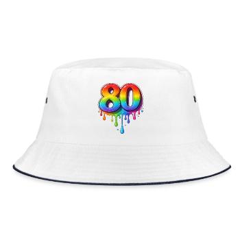 80 Rainbow Retro Number - Bucket Hat - white/navy - Front