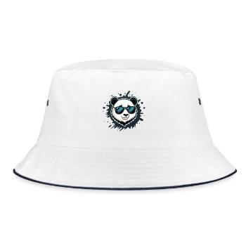 Panda Blue Graffiti Glasses - Bucket Hat - white/navy - Front