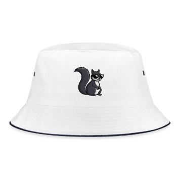 Coole Eichhörnchen-Dunkle Brille - Bucket Hat - Weiß/Navy - Vorne