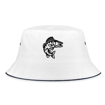 Pike Fish - Bucket Hat - white/navy - Front