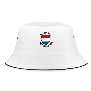 Der Haager Schild Niederlande - Bucket Hat - Weiß/Navy - Vorne