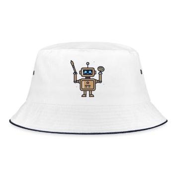 Cosmic Robot Artist Palette - Bucket Hat - Weiß/Navy - Vorne