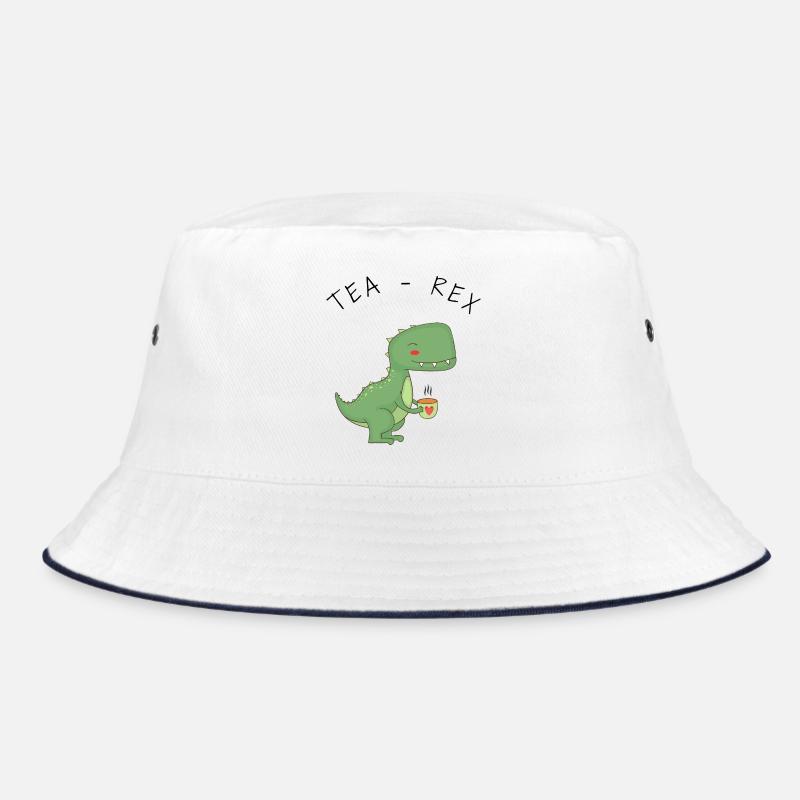 Lustige T-Rex-Teezeit - Bucket Hat - Weiß/Navy