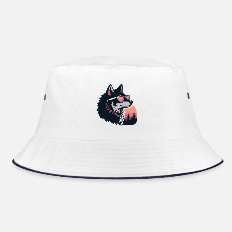 Schicker Wolf in der Sonne und Brille Bucket Hat