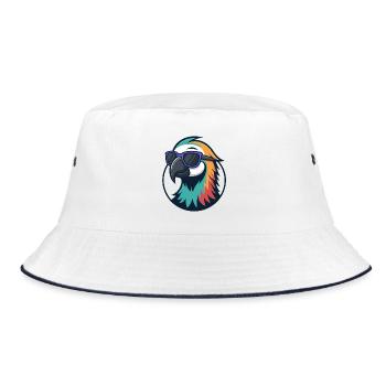 Colorful Parrot With Glasses - Bucket Hat - white/navy - Front