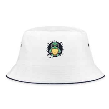 Sea Turtle Cool-Sonnenbrille - Bucket Hat - Weiß/Navy - Vorne