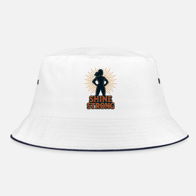 Shine Strong silhouette with sun rays Bucket Hat
