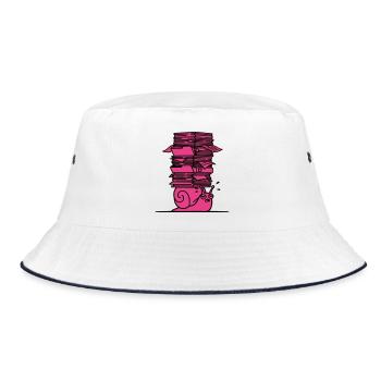 Schnecke Akten Büro Bunt - Bucket Hat - Weiß/Navy - Vorne