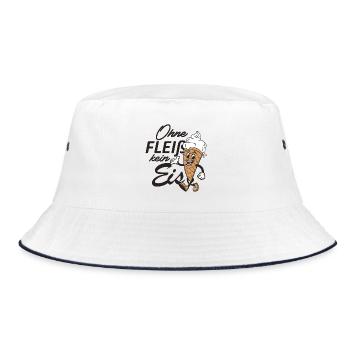 Ohne Fleiß kein Eis - Bucket Hat - Weiß/Navy - Vorne