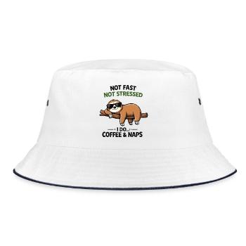 Chill Sloth Coffee & Naps - Bucket Hat - white/navy - Front
