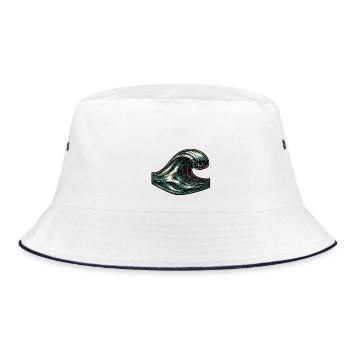 Japanese Retro Wave Ocean - Bucket Hat - white/navy - Front