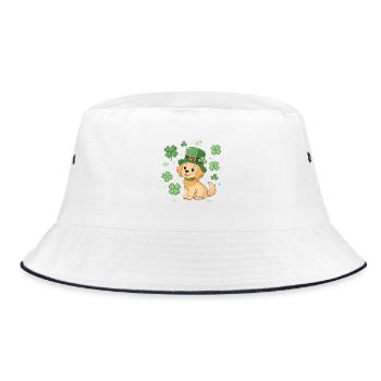 Labrador Leprechaun and Green Clover Dog - Bucket Hat - white/navy - Front
