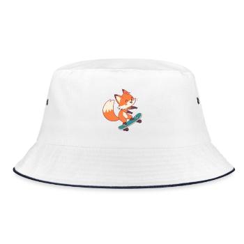 Fox skateboarder on skateboard - Bucket Hat - white/navy - Front