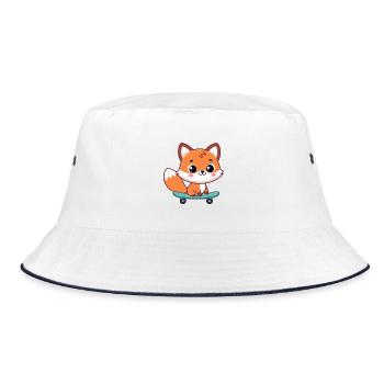 Renard kawaii sur skateboard - Bob - blanc/marine - Devant