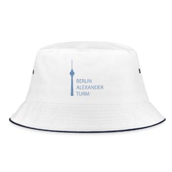 Lustiger Berlin Fernsehturm Parodie Minimal  - Bucket Hat - Weiß/Navy - Vorne