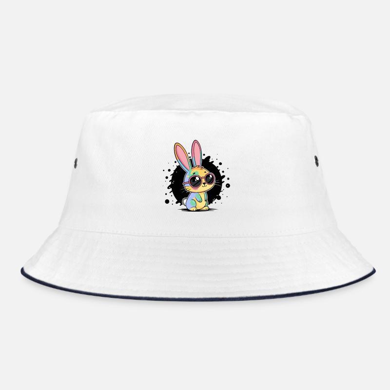 Rainbow Bunny Pastel Glasses Bucket Hat