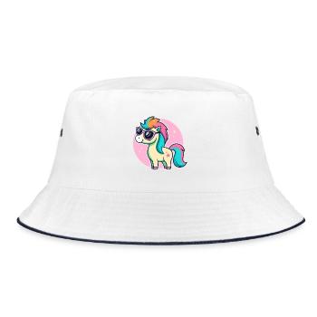 Rainbow Pony Glam Glasses - Bucket Hat - white/navy - Front