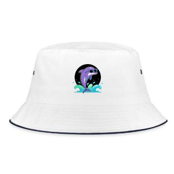 Purple dolphin chic glasses - Bucket Hat - white/navy - Front
