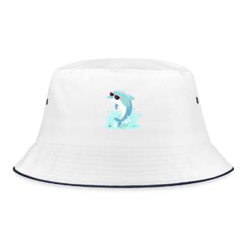 Dolphin Summer Pink Glasses - Bucket Hat - white/navy - Front