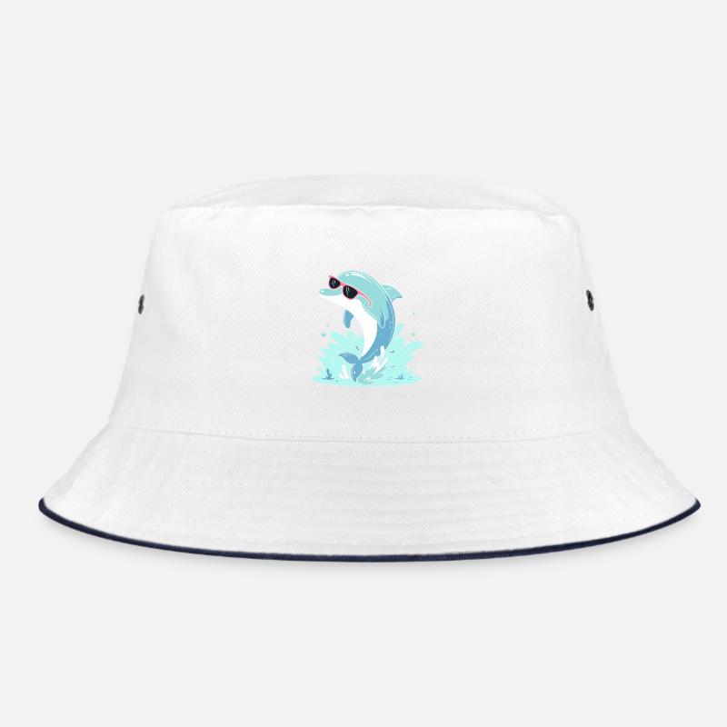 Dolphin Summer Pink Glasses Bucket Hat