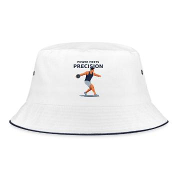 Kraft trifft Präzision - Diskuswerfen - Bucket Hat - Weiß/Navy - Vorne