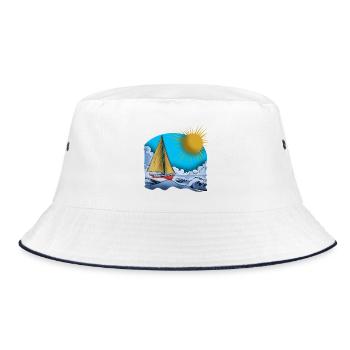 Sonnensegler am Meer 2 - Bucket Hat - Weiß/Navy - Vorne