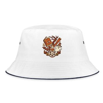 Magic Horror Book Movie Motif - Bucket Hat - white/navy - Front