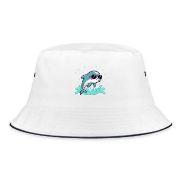 Dolphin surfer chic roseglasses - Bucket Hat - white/navy - Front