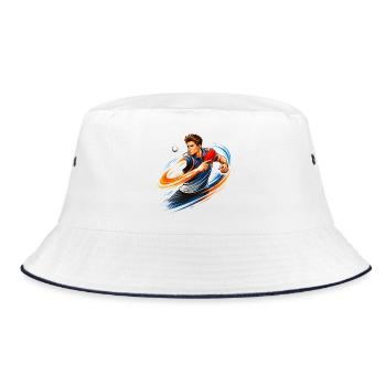Table Tennis Shirt Spin Topspin Ping Pong - Bucket Hat - white/navy - Front