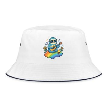 Paresseux hippie avec guitare sur un nuage arc-en-ciel - Bob - blanc/marine - Devant