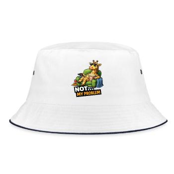 Nicht mein Problem Giraffen-Couch-Meme - Bucket Hat - Weiß/Navy - Vorne