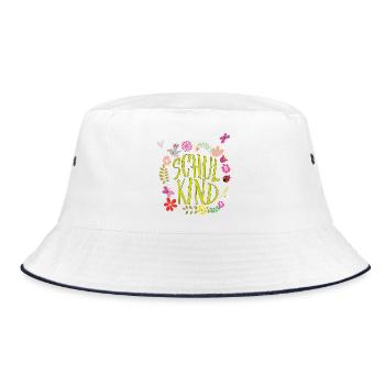 Schulkind Blumenkranz  - Bucket Hat - Weiß/Navy - Vorne
