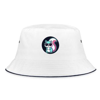 Turquoise Squirrel with Glasses - Bucket Hat - white/navy - Front