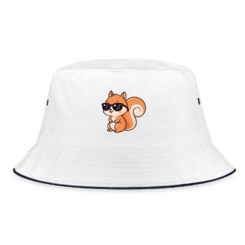 Cartoon squirrel black glasses - Bucket Hat - white/navy - Front