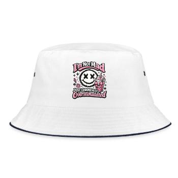 Not crazy chronically overstimulated - Bucket Hat - white/navy - Front