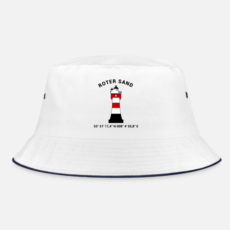 Leuchtturm Roter Sand - Maritim Nordsee Ostsee - Bucket Hat - Weiß/Navy