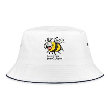 Biene - Bucket Hat - Weiß/Navy - Vorne