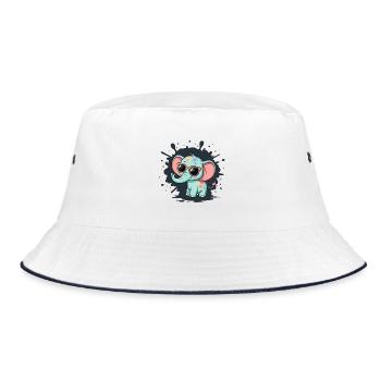 Pastel Elephant with Colorful Glasses - Bucket Hat - white/navy - Front