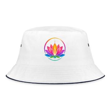 Rainbow Lotus in a Circle - Bucket Hat - white/navy - Front