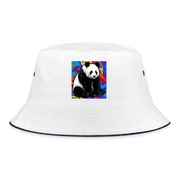 Panda - Bucket Hat - Weiß/Navy - Vorne