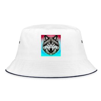 Wolf - Bucket Hat - Weiß/Navy - Vorne