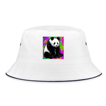 Panda - Bucket Hat - Weiß/Navy - Vorne
