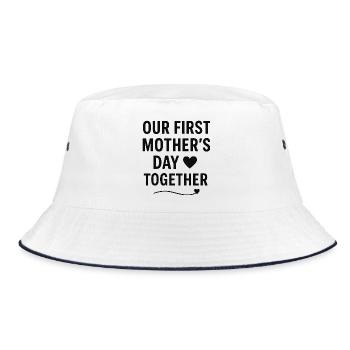 Erster Muttertag Mama Baby Geschenkidee Familie - Bucket Hat - Weiß/Navy - Vorne