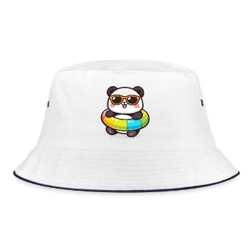 Panda in sunglasses swimming ring - Bucket Hat - white/navy - Front