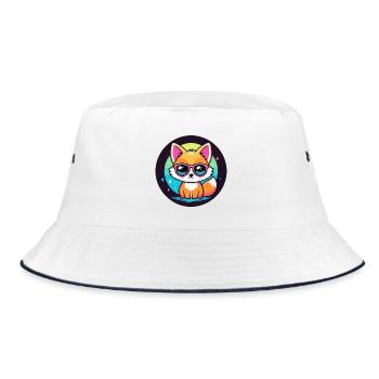 Fox Kawaii Pop Pink Brille - Bucket Hat - Weiß/Navy - Vorne