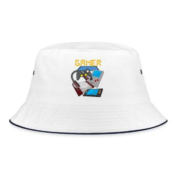 Retro Gamer Devices Mix – Gaming Nostalgia - Bucket Hat - white/navy - Front