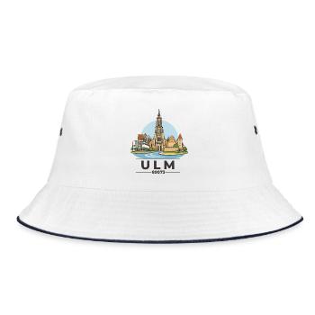 Ulm Motiv 1 Dom Skyline Illustration - Bucket Hat - Weiß/Navy - Vorne
