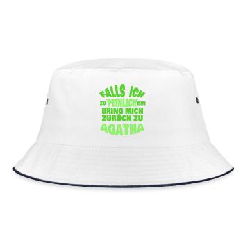 Falls ich peinlich bin – Zurück zu Agatha - Bucket Hat - Weiß/Navy - Vorne